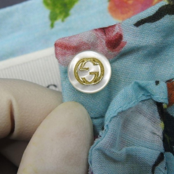 GUCCI Girls Floral Print Green Blue Dress - Picture 8 of 14